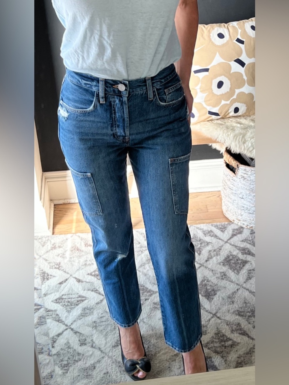 Frame Size 24 Denim Side Pocket Le Original Cargo Jean - Picture 5 of 10